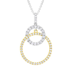 18ct White and Yellow Gold 0.63ct Diamond Intertwined Circle Pendant FEU-2754