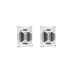 18ct Yellow and White Gold 0.64ct Diamond Emerald Cut Solitaire Stud Earrings FEU-2783
