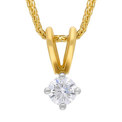 18ct Yellow Gold 0.20ct Diamond Brilliant Cut Solitaire Pendant Necklace, FEU-2735