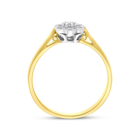 18ct Yellow Gold 0.23ct Diamond Flower Cluster Ring