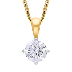18ct Yellow Gold 0.33ct Diamond Solitaire Pendant Necklace FEU-2882