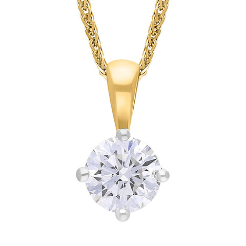 18ct Yellow Gold 0.33ct Diamond Solitaire Pendant Necklace FEU-2882