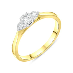 18ct Yellow Gold 0.35ct Diamond Three Stone Ring, FEU-1868