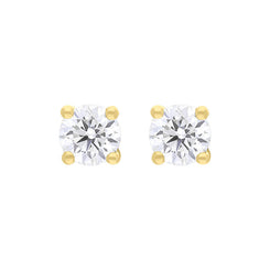 18ct Yellow Gold 0.40ct Diamond Solitaire Stud Earrings, FEU-1643.