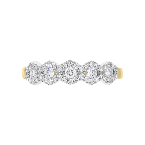 118ct Yellow Gold 0.43ct Diamond Half Eternity Cluster Ring, FEU-2570_2