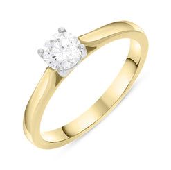 18ct Yellow Gold 0.52ct Diamond Brilliant Cut Solitaire Ring, FEU-738.