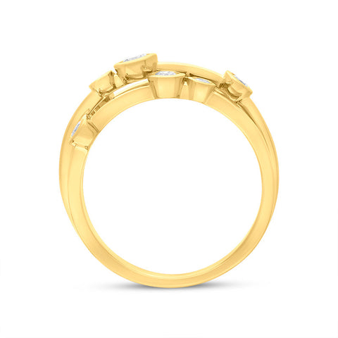 18ct Yellow Gold 0.54ct Diamond Three Row Bubble Ring