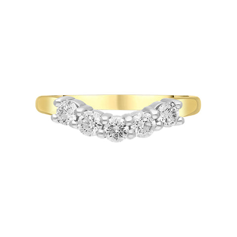 18ct Yellow Gold 0.55ct Diamond U Shape Half Eternity Ring