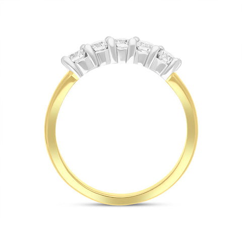 18ct Yellow Gold 0.55ct Diamond U Shape Half Eternity Ring