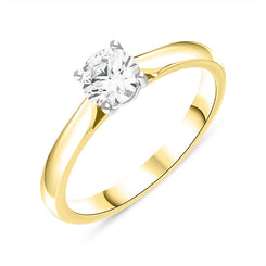 18ct Yellow Gold 0.70ct Diamond Round Brilliant Cut Solitaire Ring FEU-590