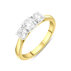 18ct Yellow Gold 1.02ct Diamond Three Stone Ring, FEU-2339.