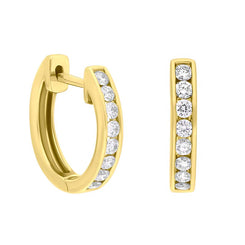 18ct yellow Gold Diamond 0.24ct Channel Set Hoop Earrings, E2599