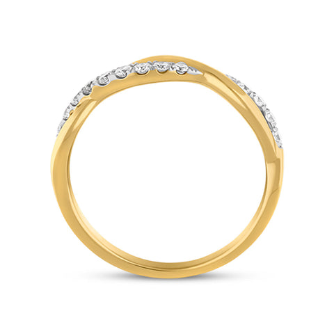 18ct Yellow Gold Diamond Twisted Band Ring R1268_2