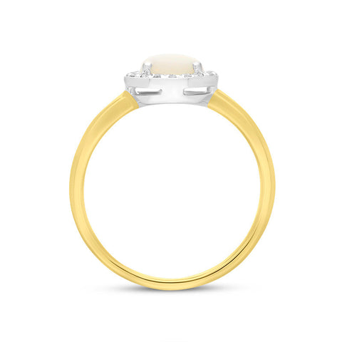 18ct Yellow Gold Opal Diamond Pear Cut Cluster Ring