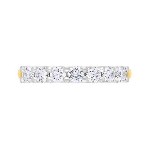 18ct Yellow Gold Platinum Diamond Half Eternity Ring FEU-2795