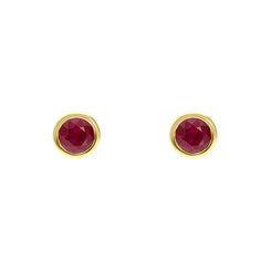 18ct Yellow Gold Ruby Round Martini Stud Earrings, FEU-2328.