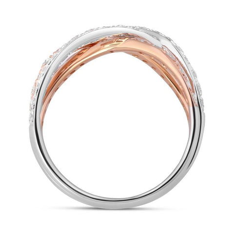 18ct Rose and White Gold Diamond Crossover Band Ring, FEU-2386_3