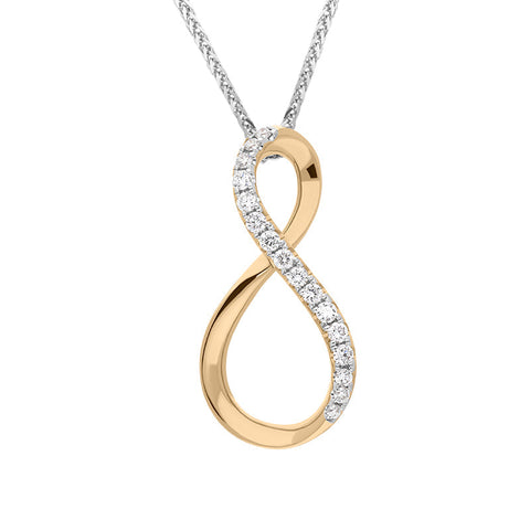18ct Rose and White Gold Diamond Infinity Symbol Necklace, FEU-2526