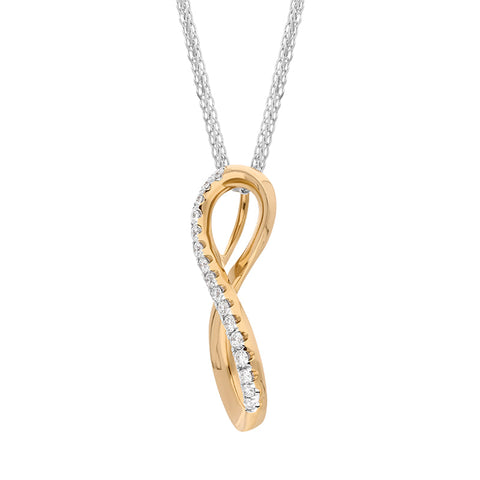 18ct Rose and White Gold Diamond Infinity Symbol Necklace, FEU-2526_2