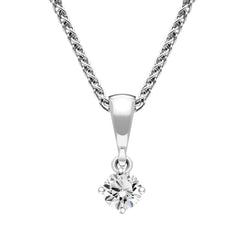 18ct White Gold 0.10ct Diamond Brilliant Cut Solitaire Necklace, FEU-2197.