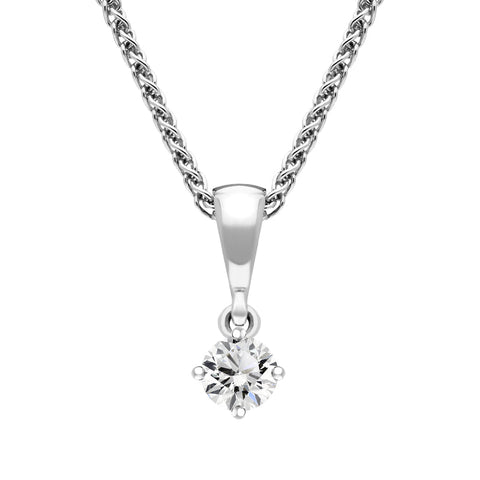 18ct White Gold 0.15ct Diamond Brilliant Cut Solitaire Necklace, FEU-2198.