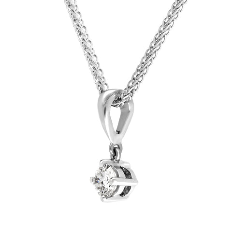 18ct White Gold 0.30ct Diamond Brilliant Cut Solitaire Necklace
