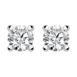 18ct White Gold 0.30ct Diamond Solitaire Brilliant Cut Stud Earrings, FEU-1782.