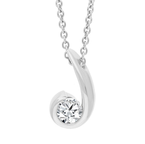 18ct White Gold 0.38ct Diamond Swirl Pendant, STC-067.