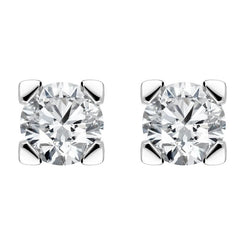 18ct White Gold 0.50ct Diamond Claw Set Solitaire Stud Earrings