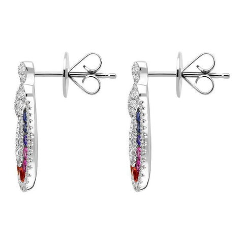 18ct White Gold 0.52ct Mixed Sapphire 0.81ct Diamond Open Pear Drop Earrings FEU-2271