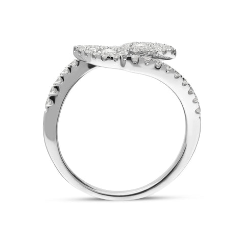 18ct White Gold 0.59ct Diamond Twist Leaf Ring PJW151