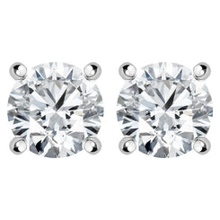 18ct White Gold 0.70ct Diamond Solitaire Brilliant Cut Stud Earrings, FEU-085.