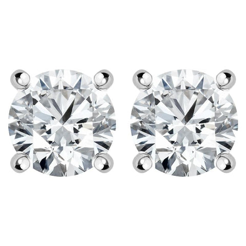 18ct White Gold 0.70ct Diamond Solitaire Brilliant Cut Stud Earrings, FEU-085.