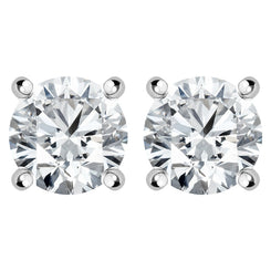 18ct White Gold 0.80ct Diamond Solitaire Brilliant Cut Stud Earrings, FEU-136.
