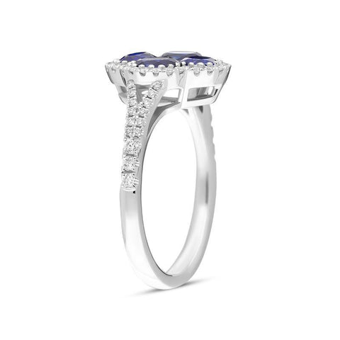 18ct White Gold 1.93ct Sapphire 0.30ct Diamond Clover Cluster Ring FEU-2283