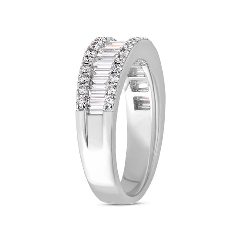 18ct White Gold Diamond Baguette Cut Half Eternity Ring, FEU-2370_4