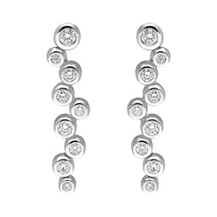 18ct White Gold Diamond Bubble Drop Earrings, FEU-2449.