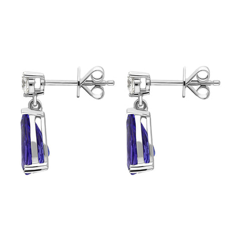 18ct White Gold Tanzanite Diamond Pear Cut Drop Earrings, PJW-395_2
