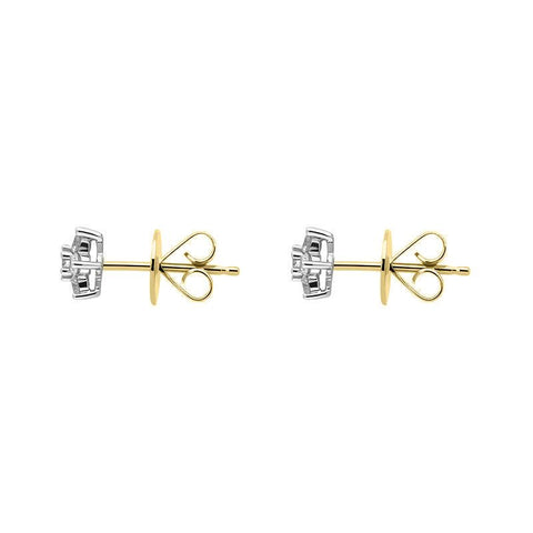 18ct White and Yellow Gold Diamond Cluster Stud Earrings, FEU-2488_3