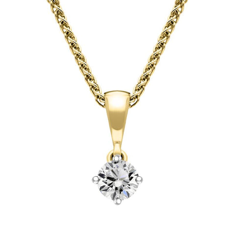 18ct White and Yellow Gold Diamond Solitaire Pendant, FEU-2394.