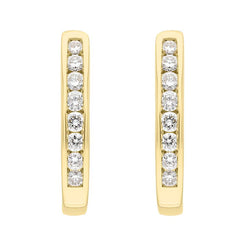 18ct Yellow Gold 0.30ct Diamond Channel Set Hoop Earrings FEU-2267