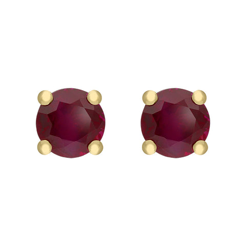 18ct Yellow Gold 0.64ct Ruby Claw Set Stud Earrings, FEU-204