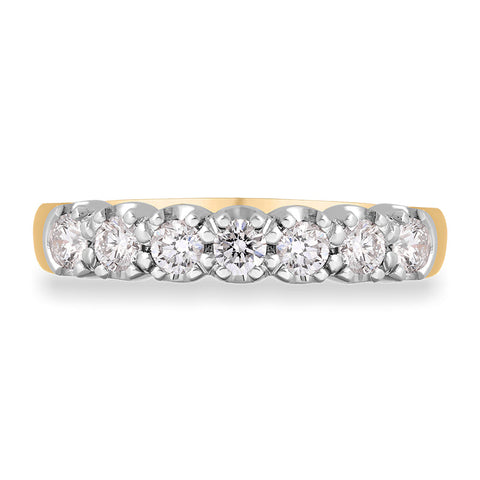 18ct Yellow Gold Diamond Claw Set Half Eternity Ring, FEU-2367_2
