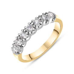 18ct Yellow Gold Diamond Claw Set Half Eternity Ring, FEU-2367