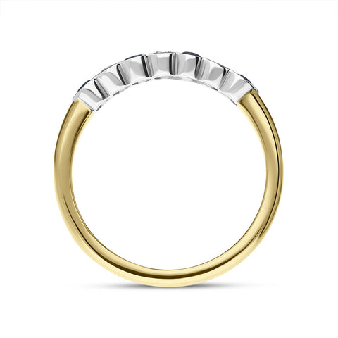 18ct Yellow Gold Sapphire Diamond Seven Stone Ring, FEU-2442_3