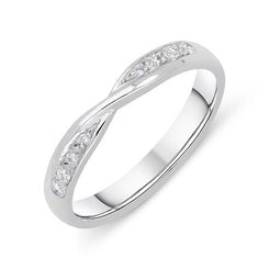 18ct White Gold 0.07ct Diamond Crossover Wedding Ring. BNN-086.