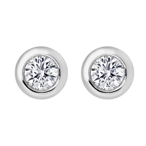 18ct White Gold 0.10ct Diamond Solitaire Stud Earrings, E2105.
