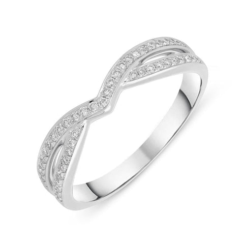 18ct White Gold 0.21cts Diamond Pave Two Row Ring, R1076.