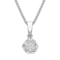 18ct White Gold 0.26ct Diamond Cluster Heart Edged Necklace, P3214C.