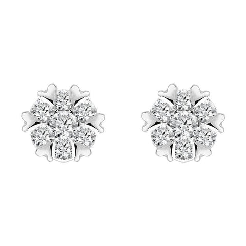 18ct White Gold 0.26ct Diamond Heart Edge Stud Earrings, E2381.